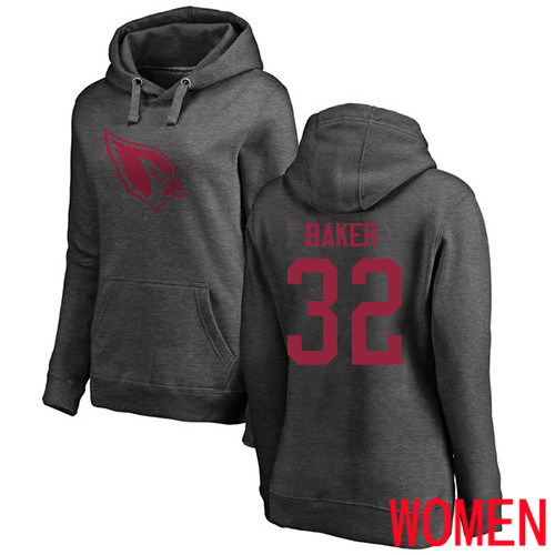 Arizona Cardinals Ash Women Budda Baker One Color NFL Football #32 Pullover Hoodie Sweatshirts->nfl t-shirts->Sports Accessory